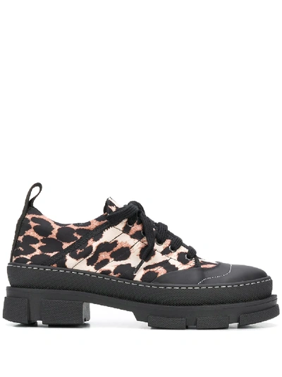 Shop Ganni Leopard-print Low-top Sneakers In Black