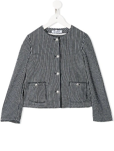 Shop Dondup Striped Knit Cardigan In Blue