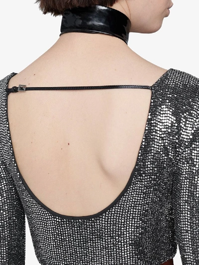 Shop Gucci Metallic Dotted Bodysuit In Black