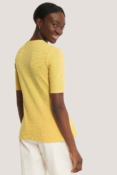 Shop Na-kd Reborn Recycled Ribbed Flounce Top - Yellow In Dusty Yellow