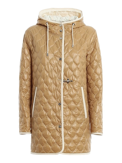 Shop Fay Quilted Nylon Hooded Coat In Camel