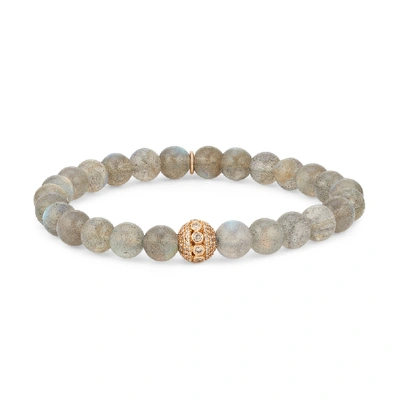 Shop Sheryl Lowe Labradorite Bracelet With Pavé Bead In Labradorite/white Diamond
