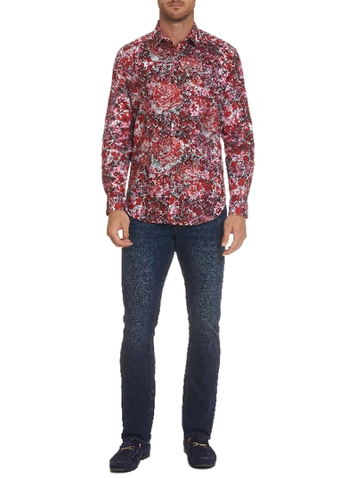 Shop Robert Graham Blood Rose Sport Shirt In Red