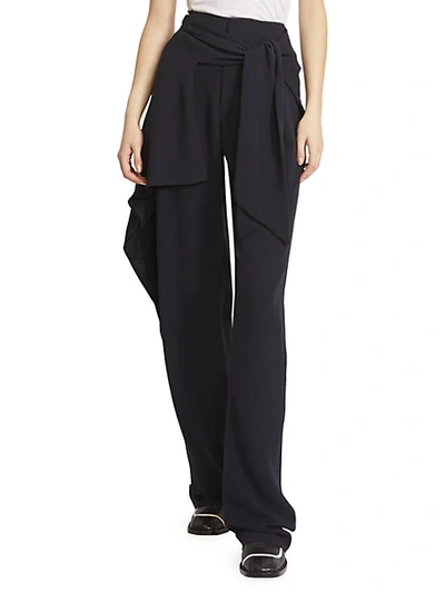 Shop Chloé Ruffled Silk Georgette Pants In Anthracite