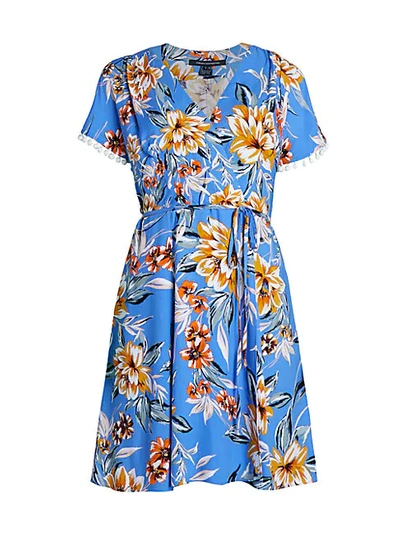 Shop French Connection Claribel Floral Wrap Dress In Chalk Blue