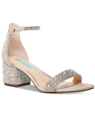 Shop Betsey Johnson Women's Mari Block Heel Evening Sandals In Champagne