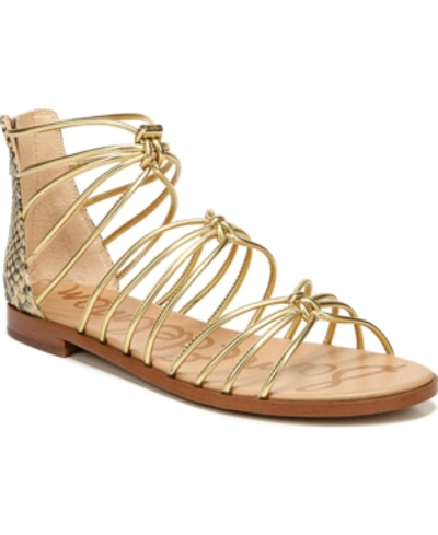 Shop Sam Edelman Emi Gladiator Flat Sandals Women's Shoes In Dark Gold