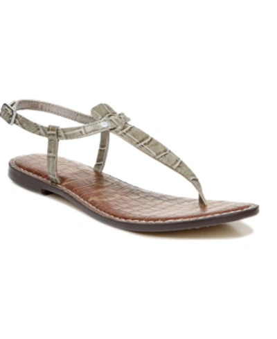 Shop Sam Edelman Gigi T-strap Flat Sandals Women's Shoes In Seafoam Croco