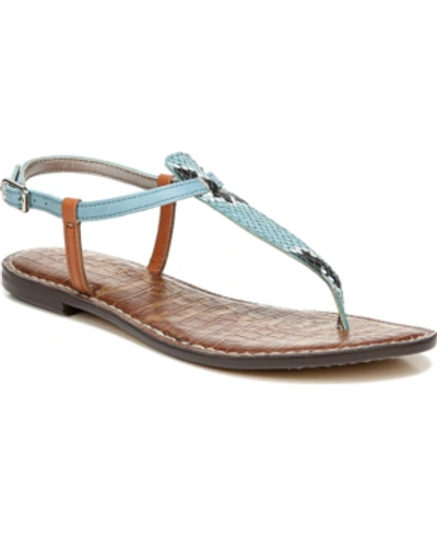 Shop Sam Edelman Gigi T-strap Flat Sandals Women's Shoes In Sage Snake