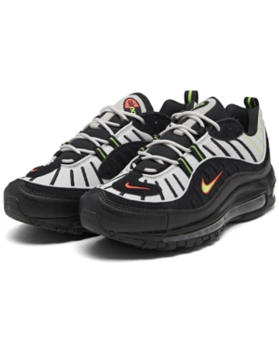 Shop Nike Men's Air Max 98 Casual Sneakers From Finish Line In Platinum Tint, Black