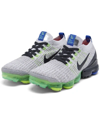 Shop Nike Men's Air Vapormax Flyknit 3 Running Sneakers From Finish Line In Vast Gray, Black
