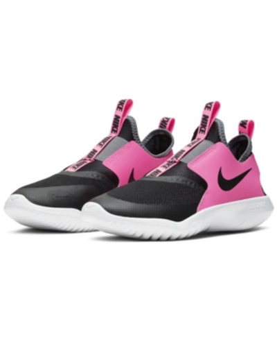 Nike Kids' Big Girls Flex Runner Slip-on Athletic Sneakers From Finish Line  In Black,pink Glow,smoke Grey,black | ModeSens