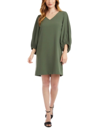 Shop Karen Kane Blouson-sleeve Shift Dress In Olive