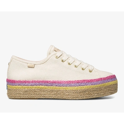 Shop Keds X Kate Spade New York Triple Up Neon Raffia In Natural
