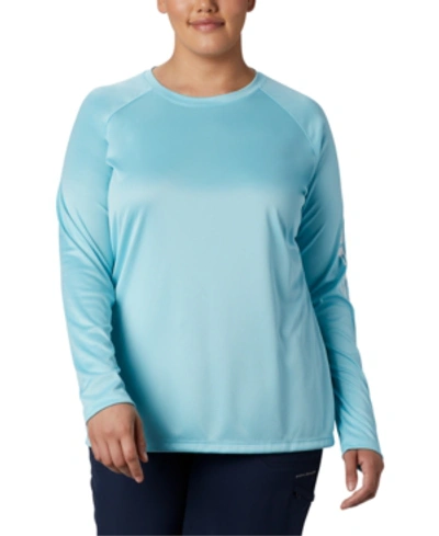 Shop Columbia Plus Size Pfg Tidal Tee Ii Omni-shade T-shirt In Clear Blue