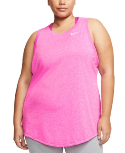 Shop Nike Plus Size Dri-fit Swoosh Training Tank Top In Fire Pink