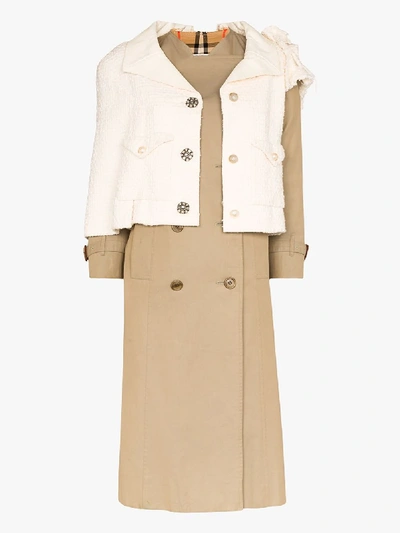 Shop Tiger In The Rain Reworked Burberry And Chanel Trench Coat In Neutrals