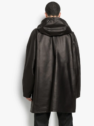 Shop Bottega Veneta Hooded Leather Parka - Men's - Lamb Skin In Black