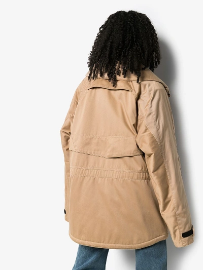 Shop Balenciaga Incognito Parka Coat In Brown