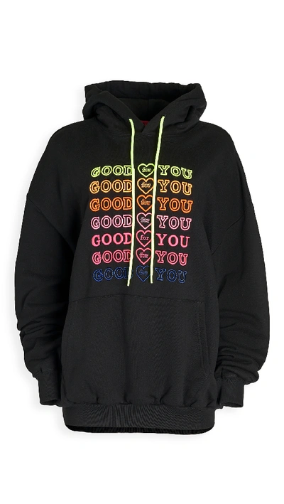 Ireneisgood Good For You Embroidered Cotton Hoodie In Black | ModeSens