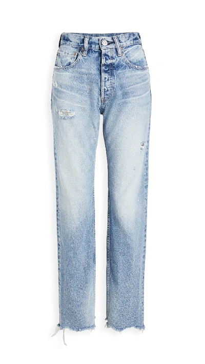 Shop Moussy Vintage Mv Lomita Wide Straight Jeans In Blue