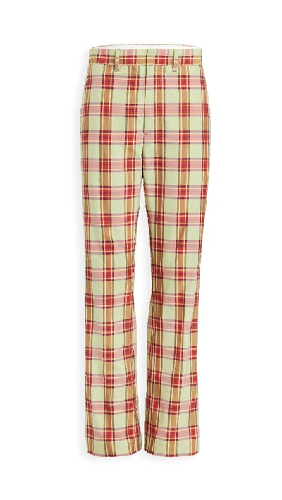 Shop Toga Madras Check Pants In Light Green