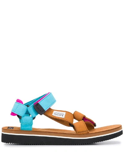 Shop Suicoke Colour Block Touch Strap Sandals In Neutrals