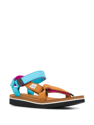Shop Suicoke Colour Block Touch Strap Sandals In Neutrals