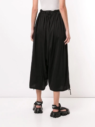 Yohji Yamamoto Hand Drawing Print Cropped Trousers In Black