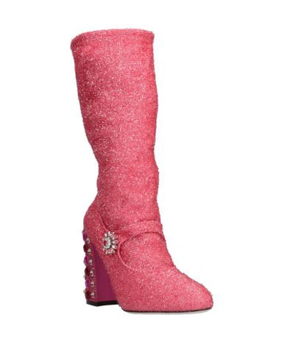 Shop Dolce & Gabbana Woman Boot Coral Size 7.5 Polyester, Polyurethane, Viscose, Silk, Elastane In Red