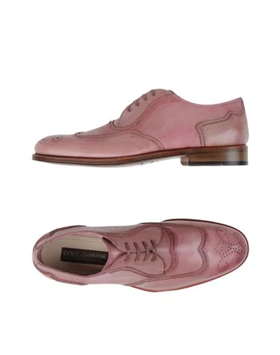 Shop Dolce & Gabbana Man Lace-up Shoes Light Pink Size 6 Calfskin