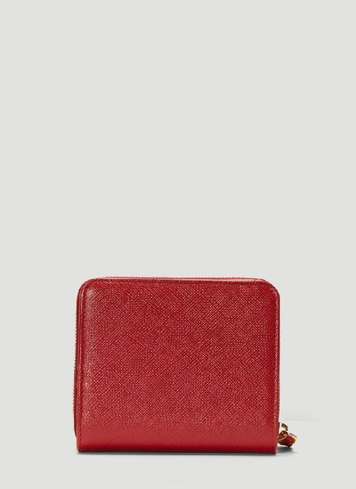 Shop Prada Small Zip Up Wallet In Red