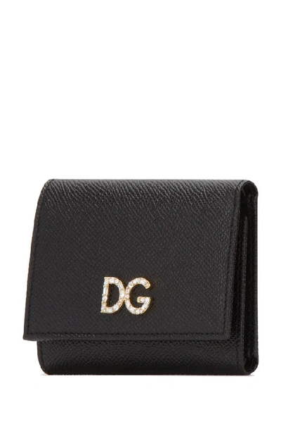 Shop Dolce & Gabbana Embellished Logo Wallet In Black
