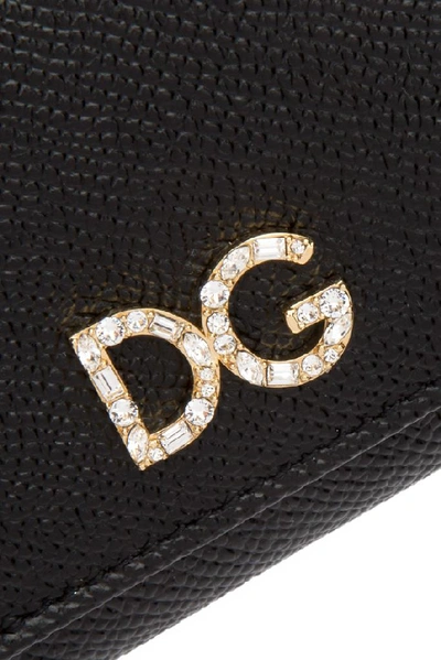 Shop Dolce & Gabbana Embellished Logo Wallet In Black