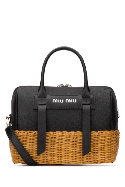 Shop Miu Miu Double Handle Tote Bag In Black