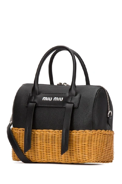 Shop Miu Miu Double Handle Tote Bag In Black