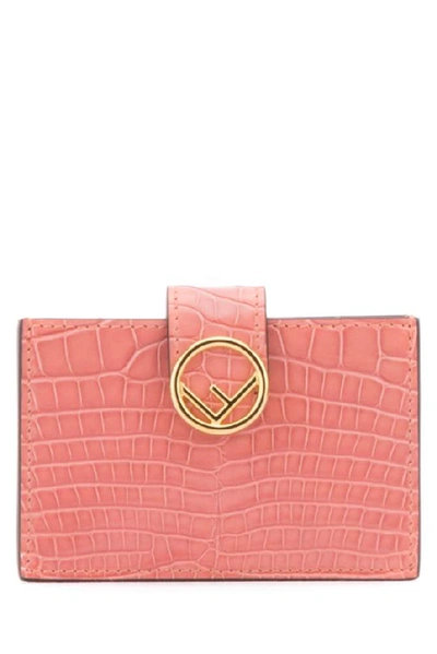 Shop Fendi Logo Card Holder In Pink