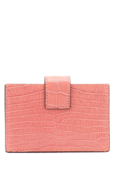 Shop Fendi Logo Card Holder In Pink