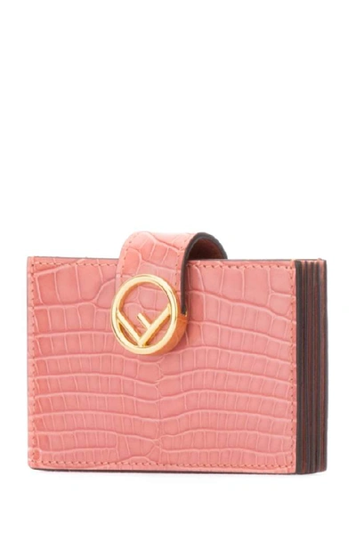 Shop Fendi Logo Card Holder In Pink