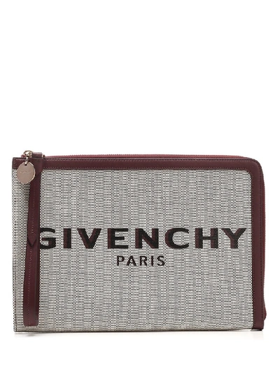 Shop Givenchy Logo Embroidered Clutch Bag In Multi