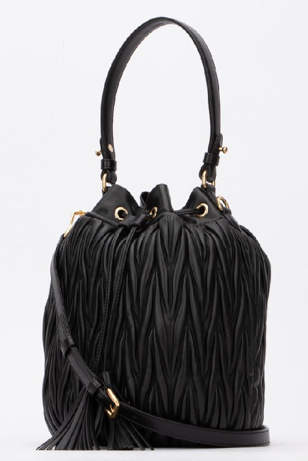 Miu Miu Matelassé Bucket Bag In Black | ModeSens