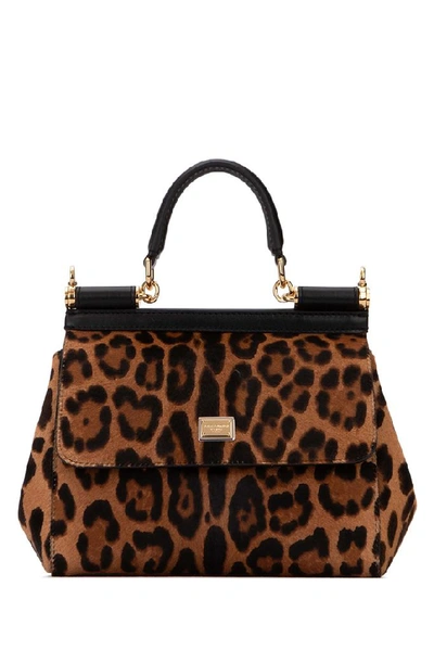 Shop Dolce & Gabbana Sicily Small Leopard Print Tote Bag In Multi
