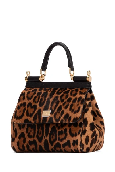 Shop Dolce & Gabbana Sicily Small Leopard Print Tote Bag In Multi