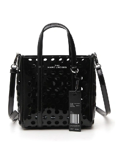 Shop Marc Jacobs The Perforated Mini Tag Tote Bag In Black
