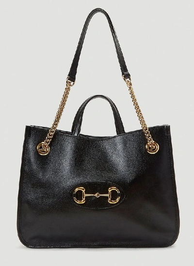 Shop Gucci Horsebit Tote Bag In Black