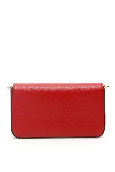 Shop Fendi Logo Foldover Chain Shoulder Bag In Red
