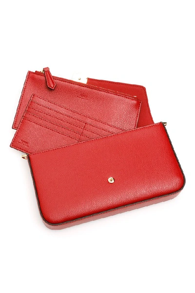 Shop Fendi Logo Foldover Chain Shoulder Bag In Red