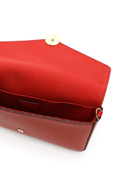 Shop Fendi Logo Foldover Chain Shoulder Bag In Red