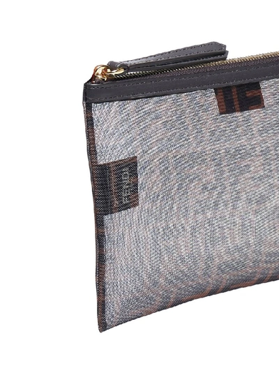 Shop Fendi Ff Zipped Clutch Bag In Multi