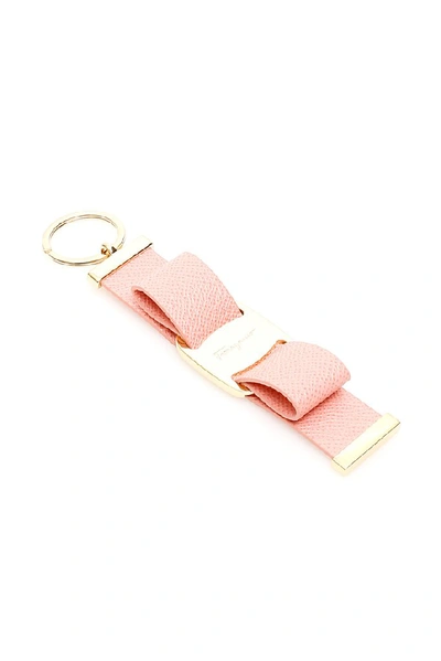 Shop Ferragamo Salvatore  Vara Bow Key Chain In Pink